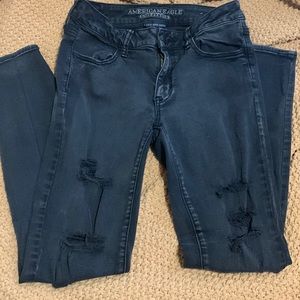 Black Distressed American Eagle Jeggings 8 REG